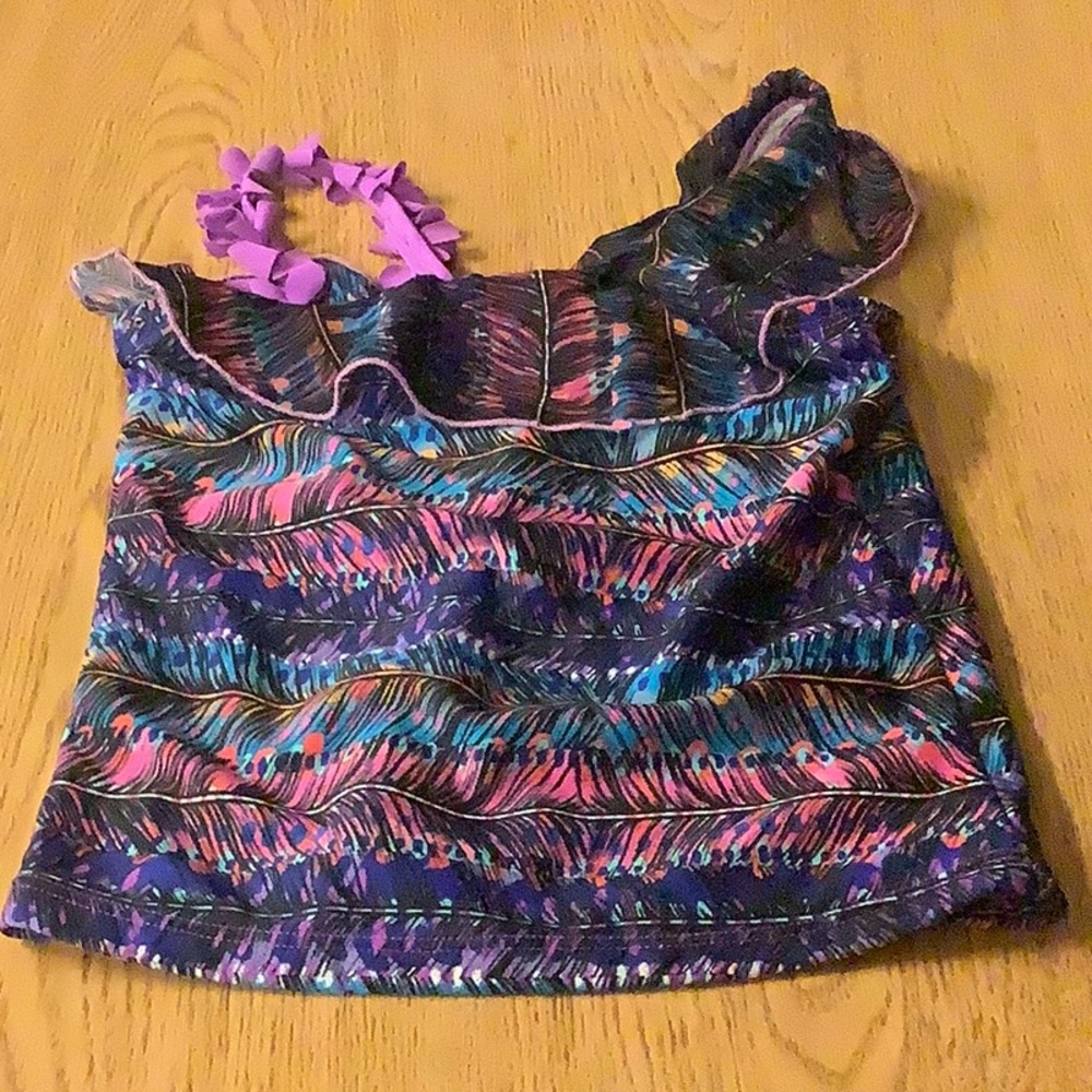 Jessica Simpson tankini top size 6X purple blue black cool designs on top